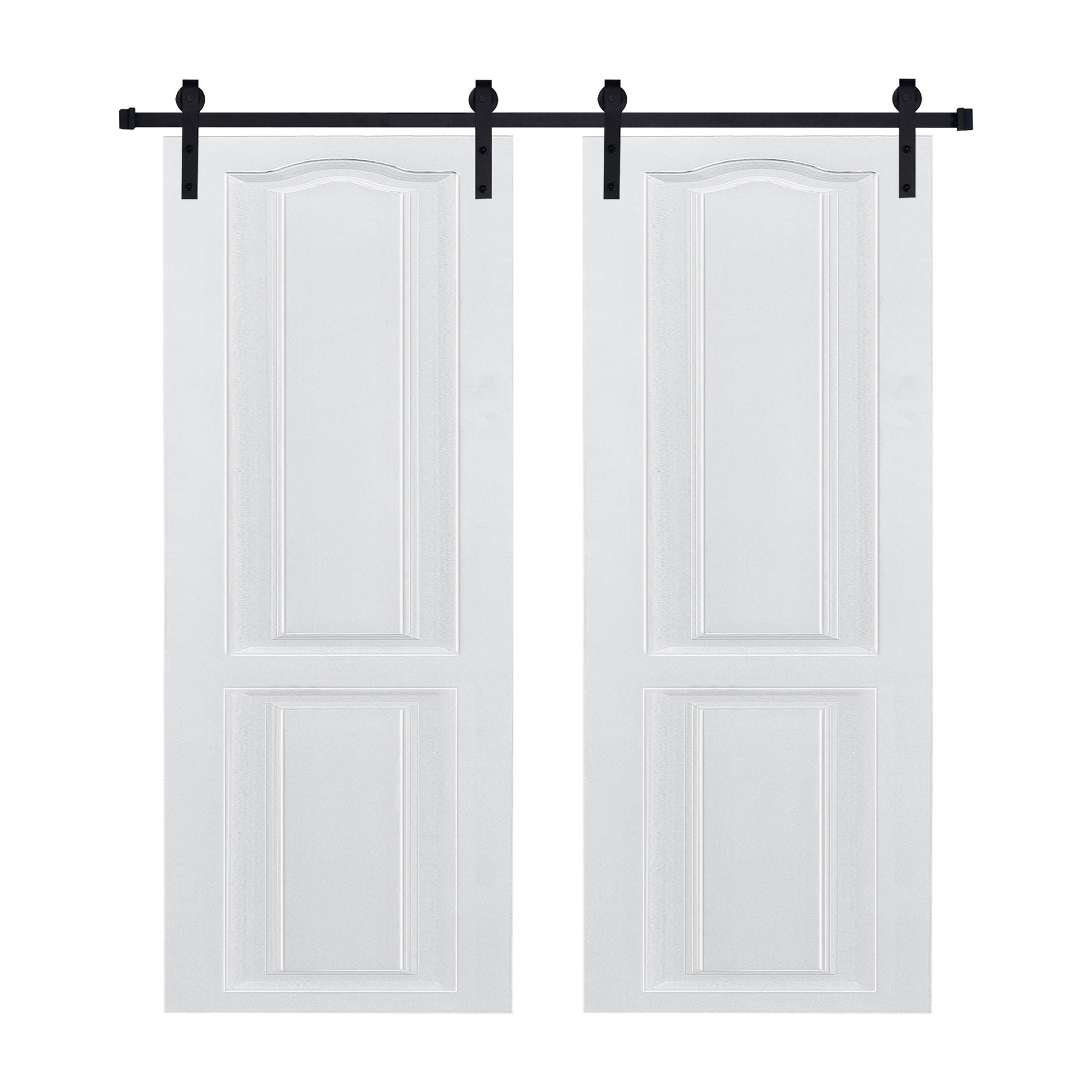 Dual CNC crafted modern door 3/4" thick 46 in. x 84 in. MDF White Barn Sliding Door With Hardware kit