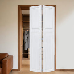 2 panel bi-fold 76 in. x 83 in.  MDF white walnut Barn Sliding Door With Hardware kit