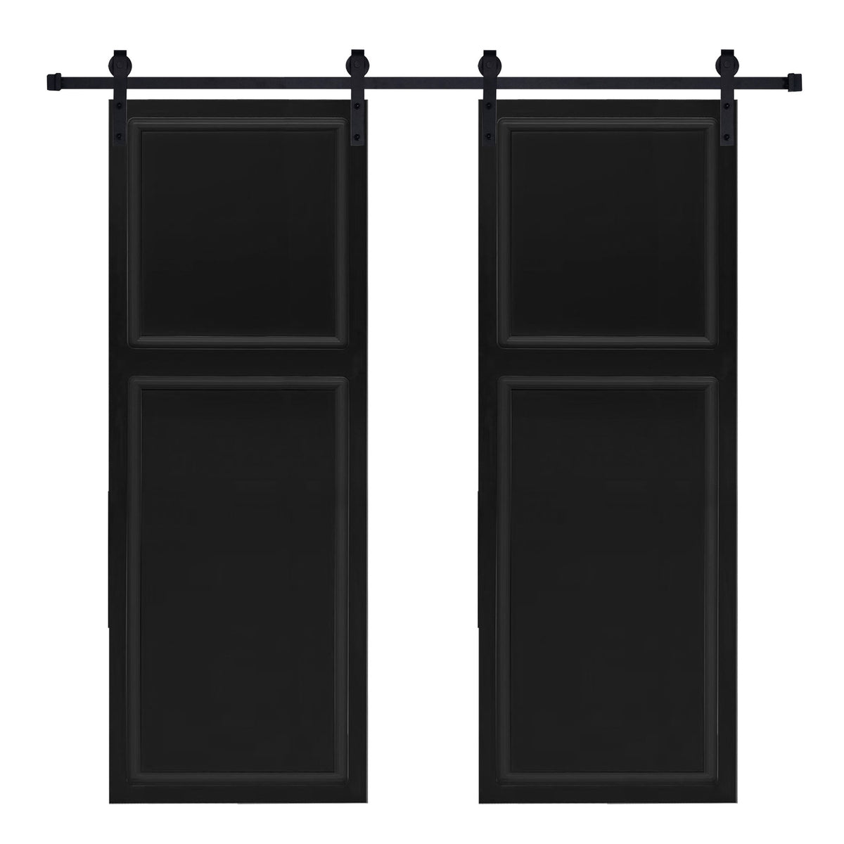 Double Modern 2 panel 80 in.X56 in. MDF black walnut Barn Sliding Door With Hardware kit