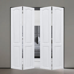 Dual CNC crafted modern door 3/4" thick 42 in. x 84 in. Solid Core White Finished Vinyl bi-fold door With Hardware kit