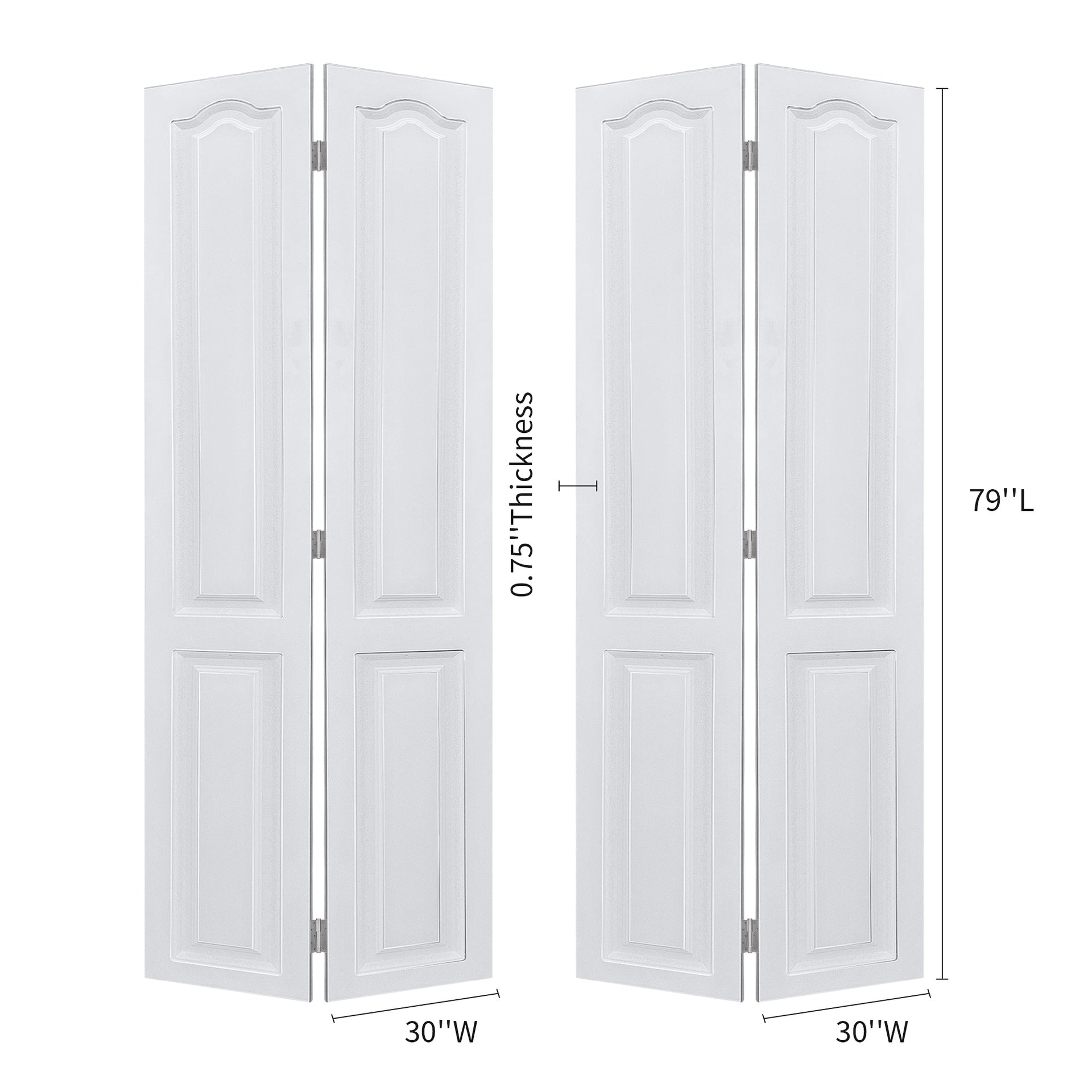 YGDual CNC crafted modern door 3/4" thick 30 in. x 79 in. Solid Core White Finished Vinyl bi-fold door With Hardware kit
