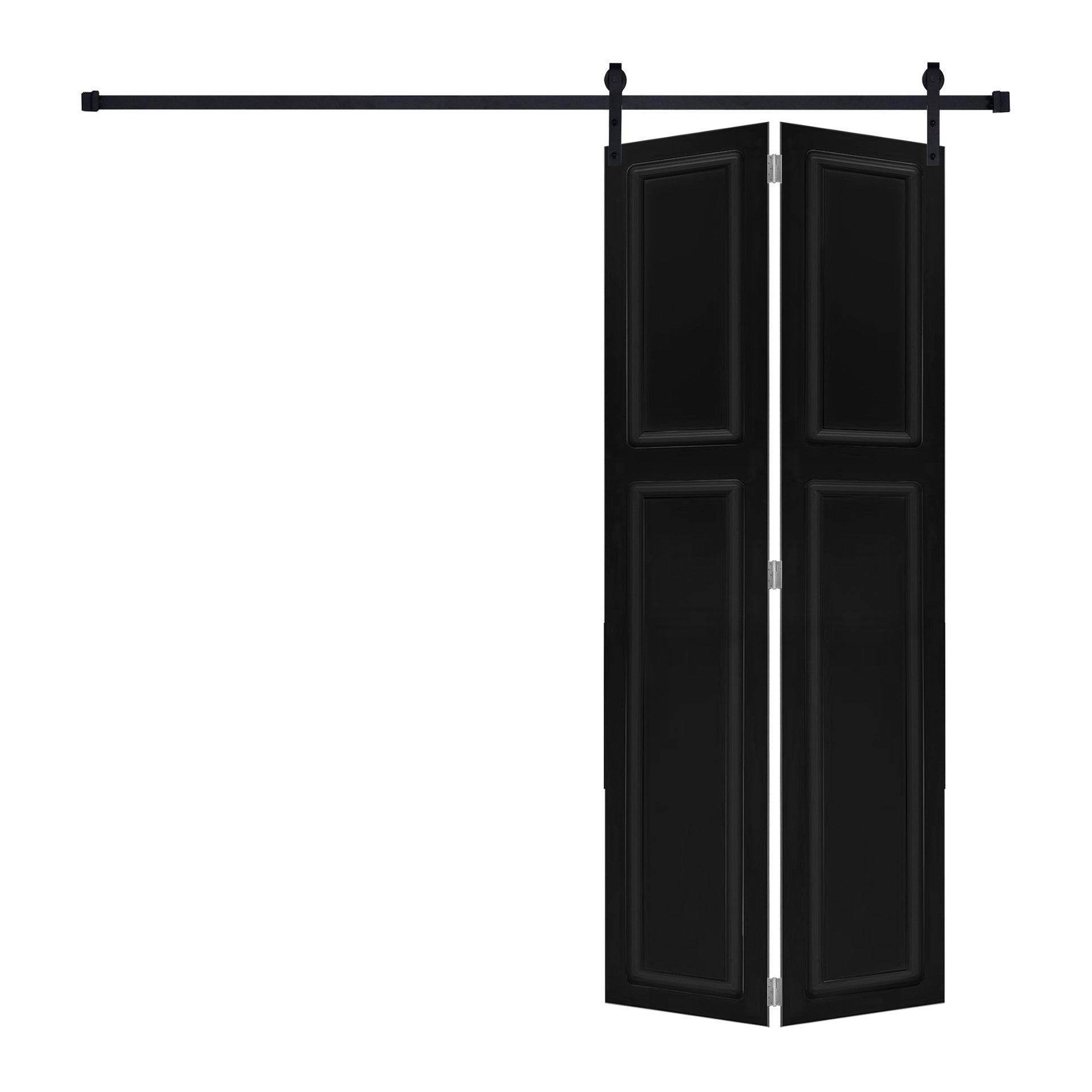 2-panel bi-fold 80 in.X30 in. MDF black walnut Barn Sliding Door With Hardware kit