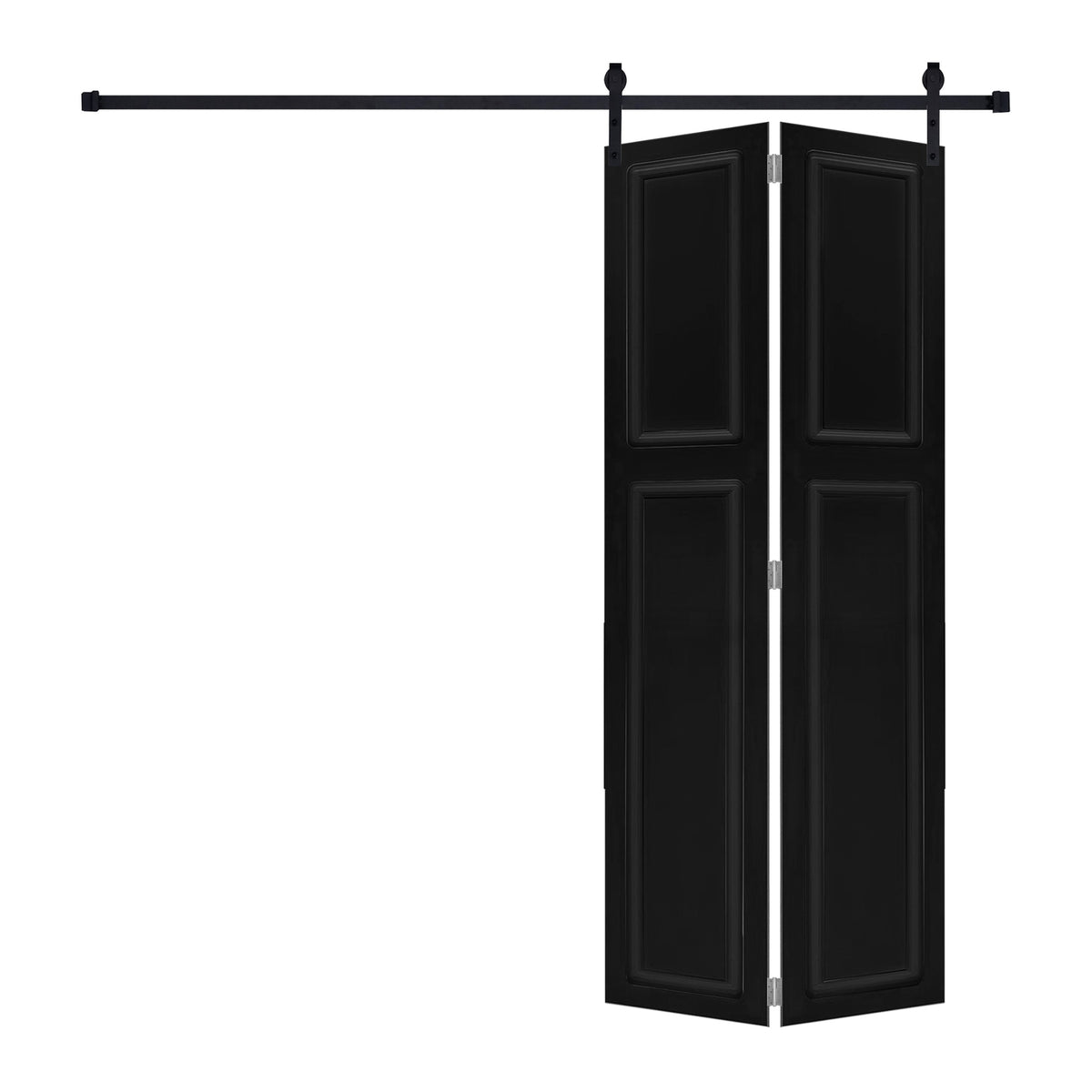 2-panel bi-fold 80 in.X30 in. MDF black walnut Barn Sliding Door With Hardware kit