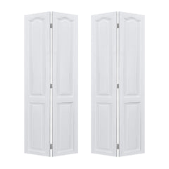 Dual CNC crafted modern door 3/4" thick 48 in. x 84 in. Solid Core White Finished Vinyl bi-fold door With Hardware kit