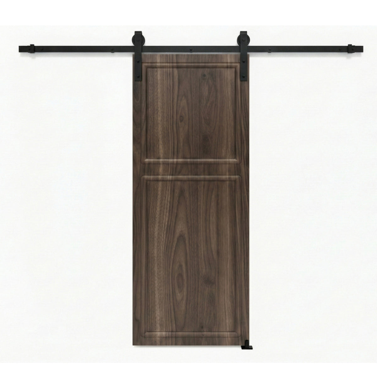 18 series 26 in.X79 in. 3/4 inch thickness 2-Panel Walnut Color Finished MDF Sliding Barn Door With Hardware Kit