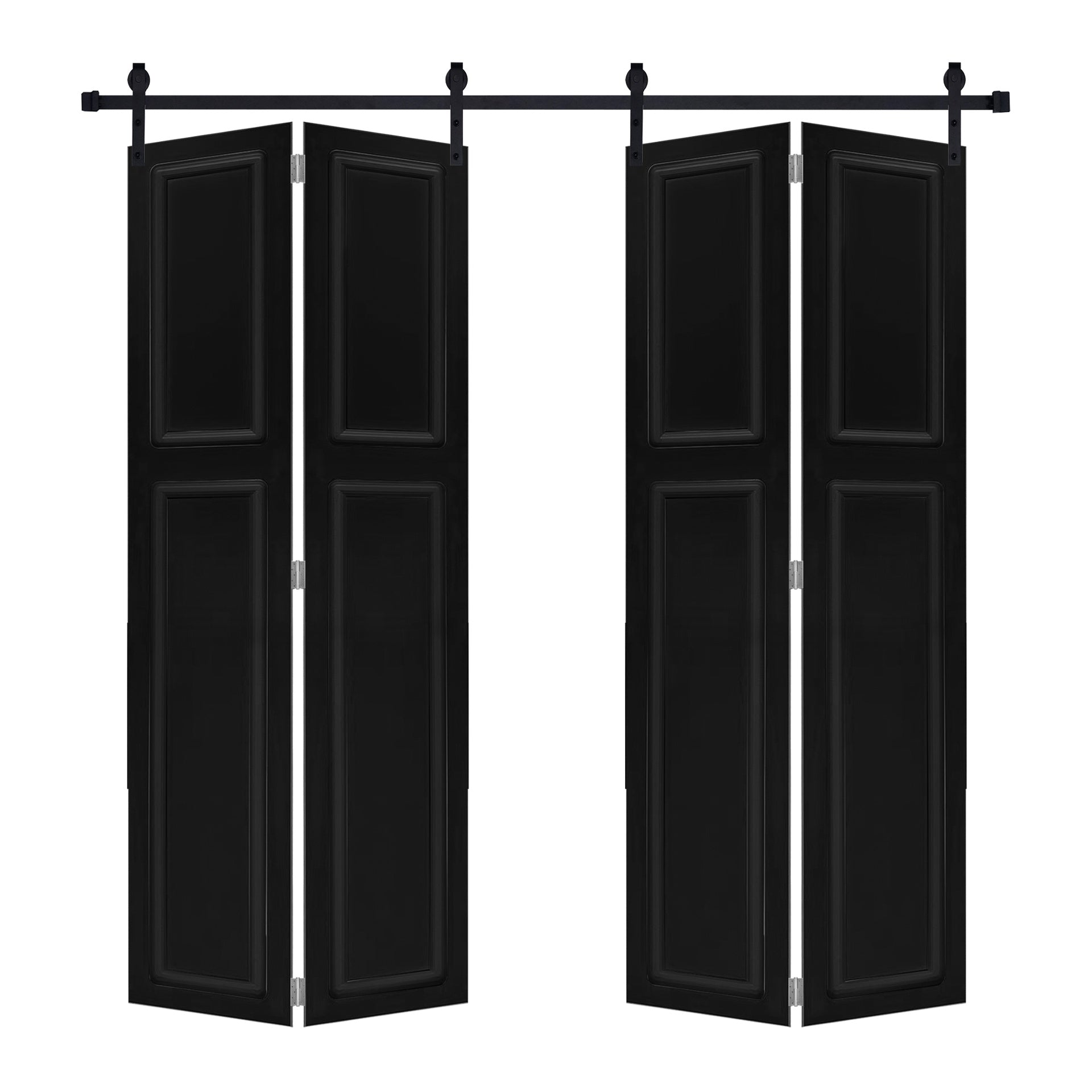 Doubel 2-panel bi-fold 80 in.X84  in. MDF black walnut Barn Sliding Door With Hardware kit