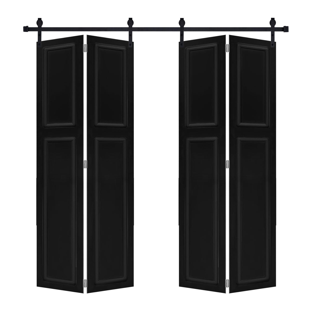 Doubel 2-panel bi-fold 80 in.X84  in. MDF black walnut Barn Sliding Door With Hardware kit