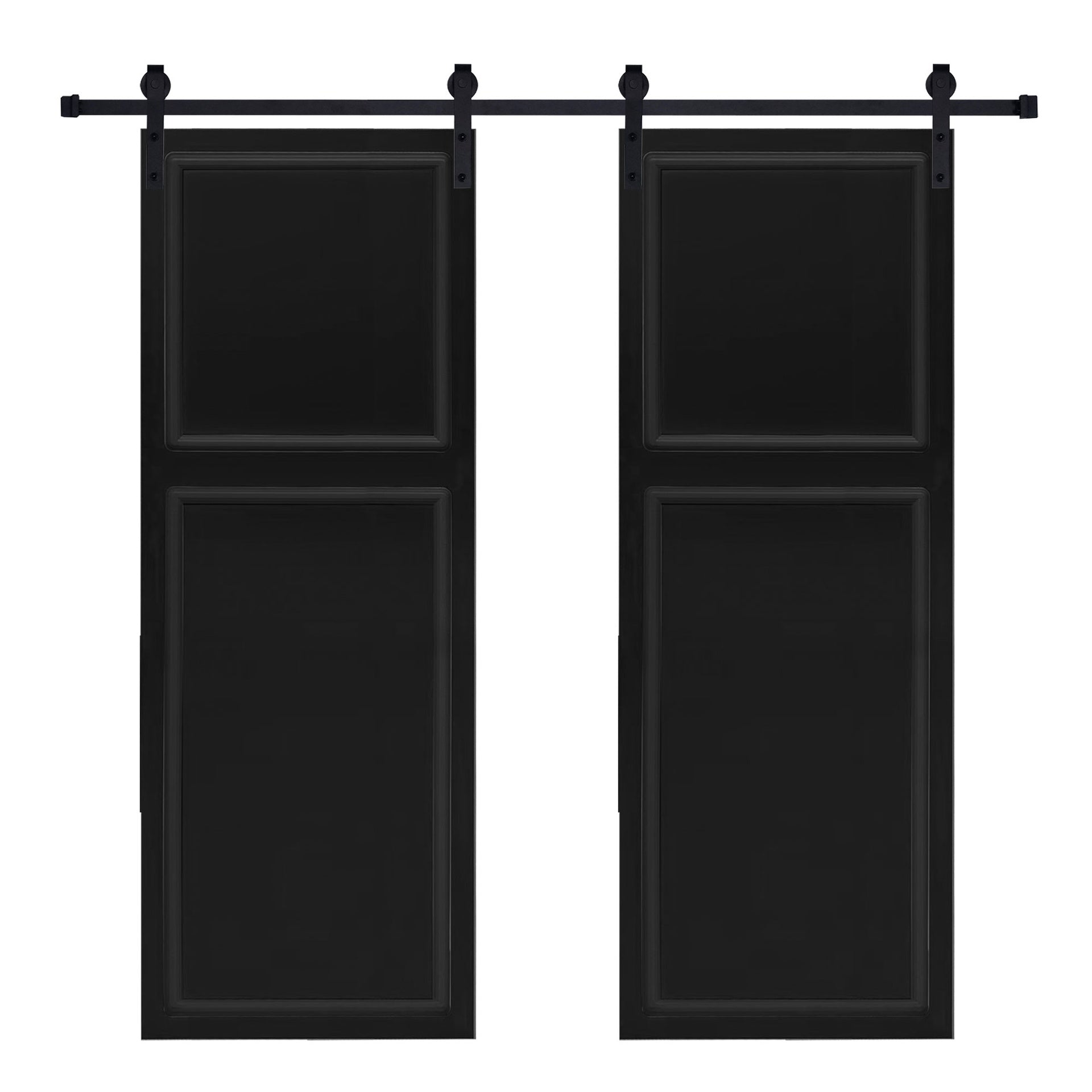 Double Modern 2 panel 96 in.X48 in. MDF black walnut Barn Sliding Door With Hardware kit
