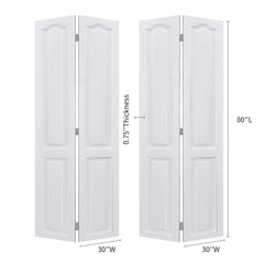 Dual CNC crafted modern door 3/4" thick 60 in. x 80 in. Solid Core White Finished Vinyl bi-fold door With Hardware kit