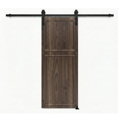 18 series 36 in.X84 in. 3/4 inch thickness 2-Panel Walnut Color Finished MDF Sliding Barn Door With Hardware Kit