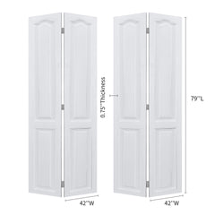 YGDual CNC crafted modern door 3/4" thick 42 in. x 79 in. Solid Core White Finished Vinyl bi-fold door With Hardware kit