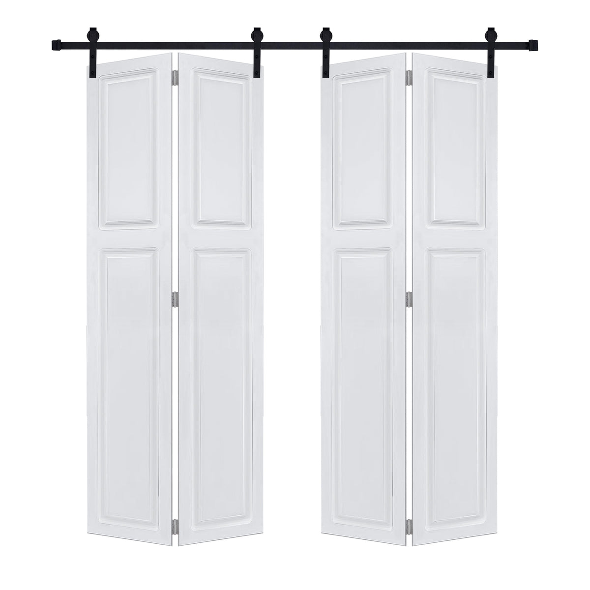 Dual 2Panel Cottagestyle bi-fold  door 3/4" thick 64 in. x 80 in. MDF White Barn Sliding Door With Hardware kit