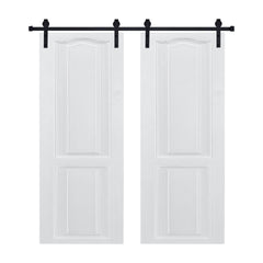Dual CNC crafted modern door 3/4" thick 56 in. x 80 in. MDF White Barn Sliding Door With Hardware kit