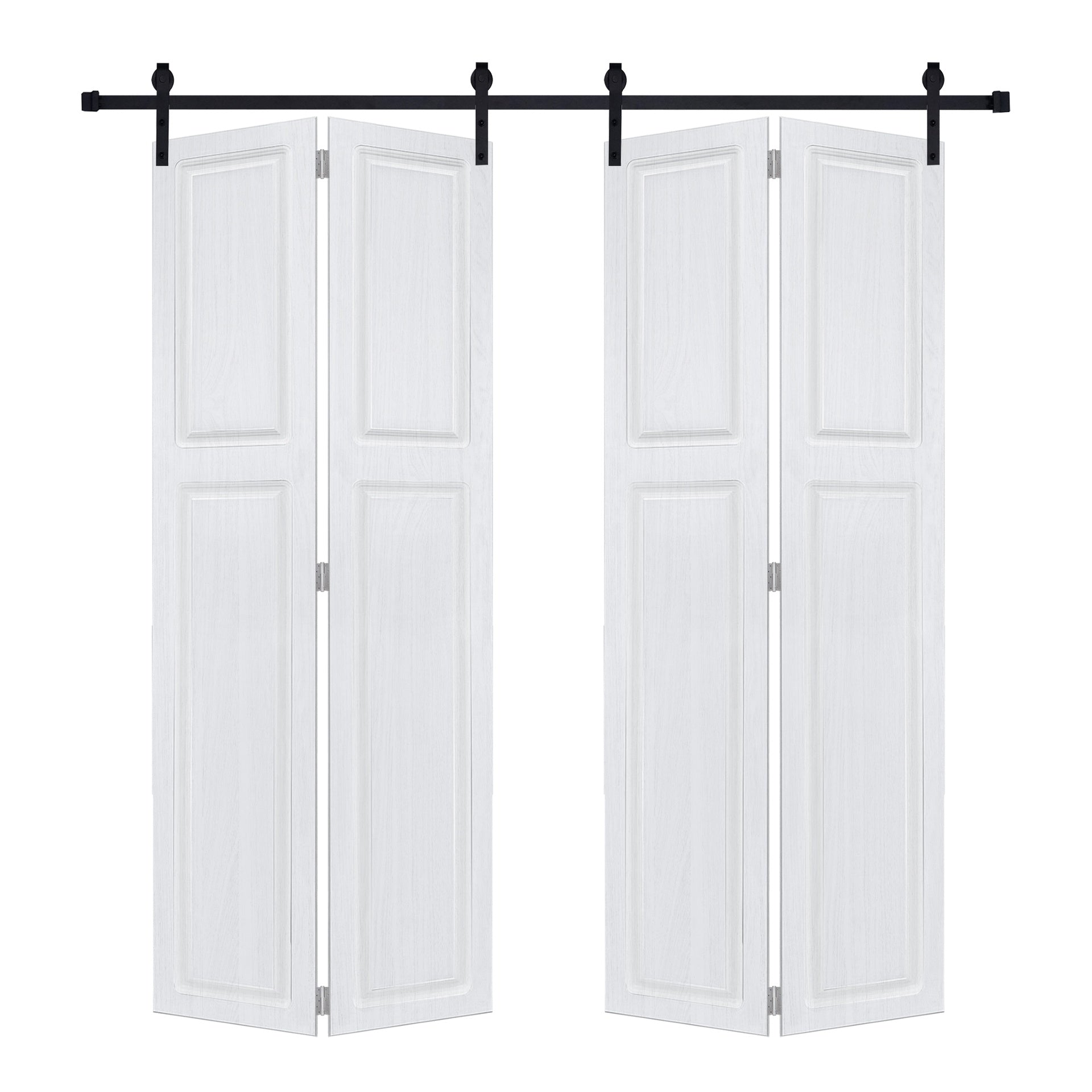 Doubel 2-panel bi-fold 80 in.X84  in. MDF white walnut Barn Sliding Door With Hardware kit