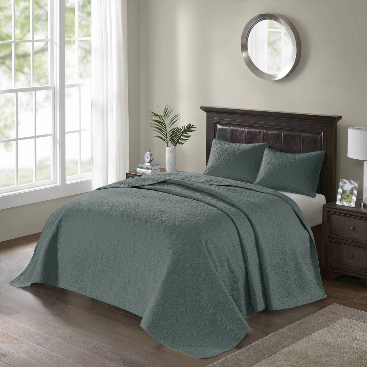 3 Piece Reversible Quilt Set Balsam Green King/Cal King
