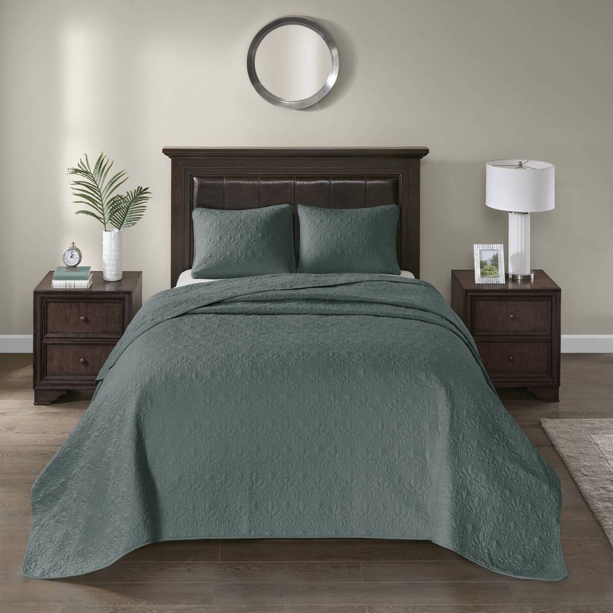 3 Piece Reversible Quilt Set Balsam Green King/Cal King