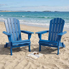 Wood Lounge Patio Chair for Garden Outdoor Wooden Folding Embossed Adirondack Chair Solid Cedar Wood Lounge Patio Chair with Wood Grain