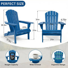 Wood Lounge Patio Chair for Garden Outdoor Wooden Folding Embossed Adirondack Chair Solid Cedar Wood Lounge Patio Chair with Wood Grain