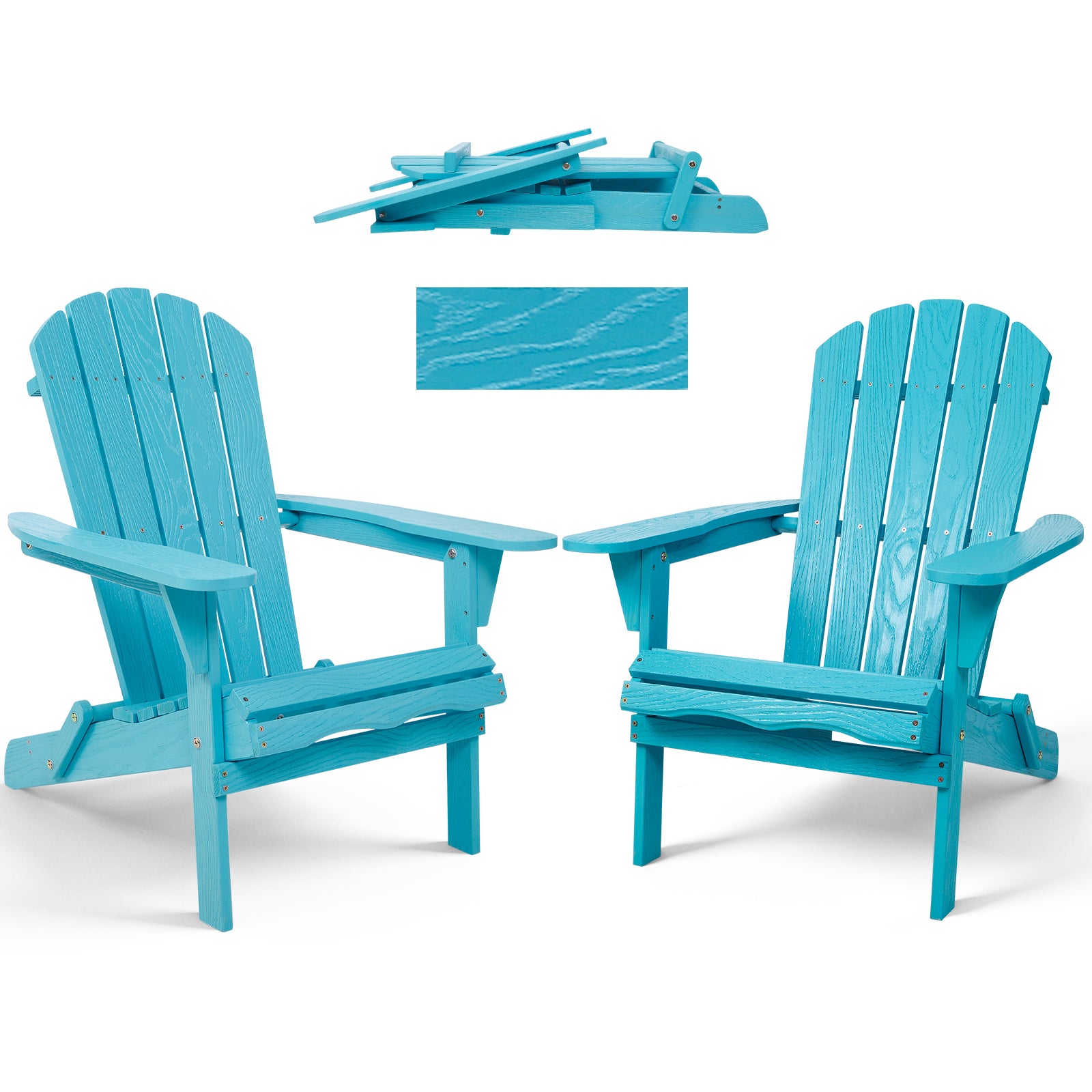 Wood Lounge Patio Chair for Garden Outdoor Wooden Folding Embossed Adirondack Chair Solid Cedar Wood Lounge Patio Chair with Wood Grain