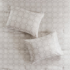 6 Piece Embroidered Cotton Reversible Comforter Set Ivory King/Cal King