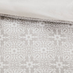 6 Piece Embroidered Cotton Reversible Comforter Set Ivory King/Cal King