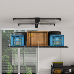 Overhead Garage Storage Rack 4x8 FT for High Ceilings 10-12 FT, 325LBS Capacity All-Steel Construction with Safety Lock (Installation Required, Heavy-Duty Garage Organizer)