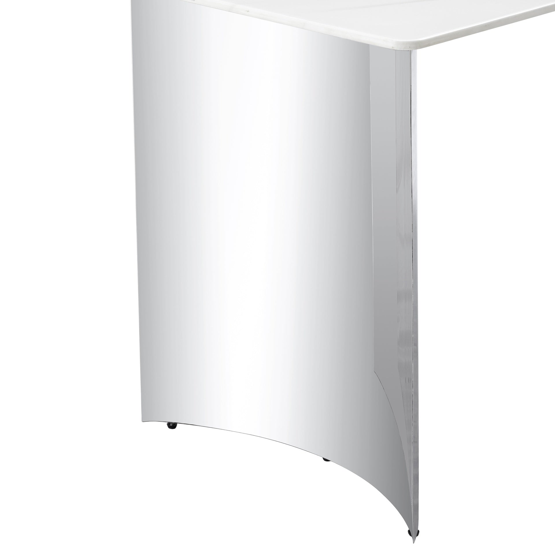 ONLY TABLE LEG.Stainless steel curved table legs: single pack, polished, sturdy table/desk support, ideal for modern home and office furniture in the United States.Only used as a table accessory.