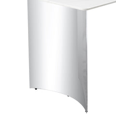 ONLY TABLE LEG.Stainless steel curved table legs: single pack, polished, sturdy table/desk support, ideal for modern home and office furniture in the United States.Only used as a table accessory.