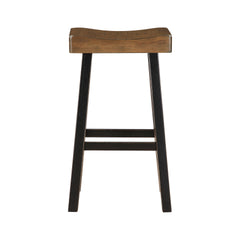 Transitional Design Bar Stools Set of 2pcs, Black and Brown Finish Solid Rubberwood Furniture