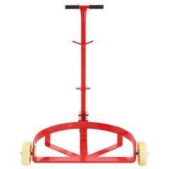 55 Gallon Drum Dolly, 1200lbs capacity, with 2 fixed PU Wheels and 1 swivel wheel - Low Profile Steel Oil Drum Caddy Oil Barrel Drum Roller Hand Cart-Red