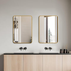 24x32 Inch Gold Metal Framed Rectangular Bathrrom Mirror for Wall.(W2203P183130)