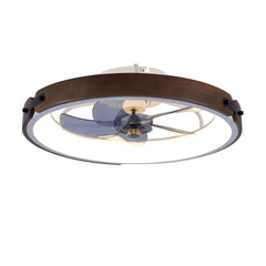 20" Ceiling Fans with Lights Kit (Led)  and Remote Control, 3000-6500K Dimmable Modern Flush Mount LED Fan Light, 6 Speeds, Quiet DC Motor For Living room, Bedroom,Kitchen----Wood+White