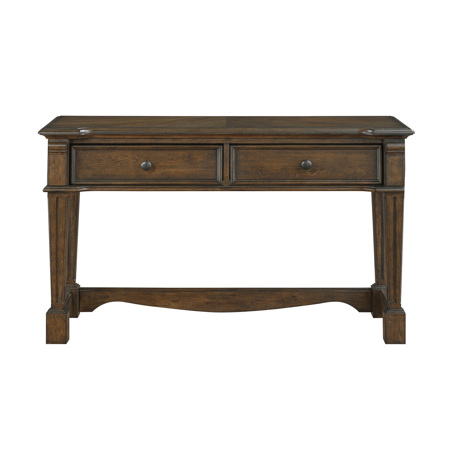Classic Traditional Brown Finish Sofa Console Table with 2x Drawers Durable Wood Living Room Furniture 1pc
