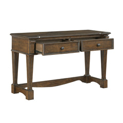Classic Traditional Brown Finish Sofa Console Table with 2x Drawers Durable Wood Living Room Furniture 1pc