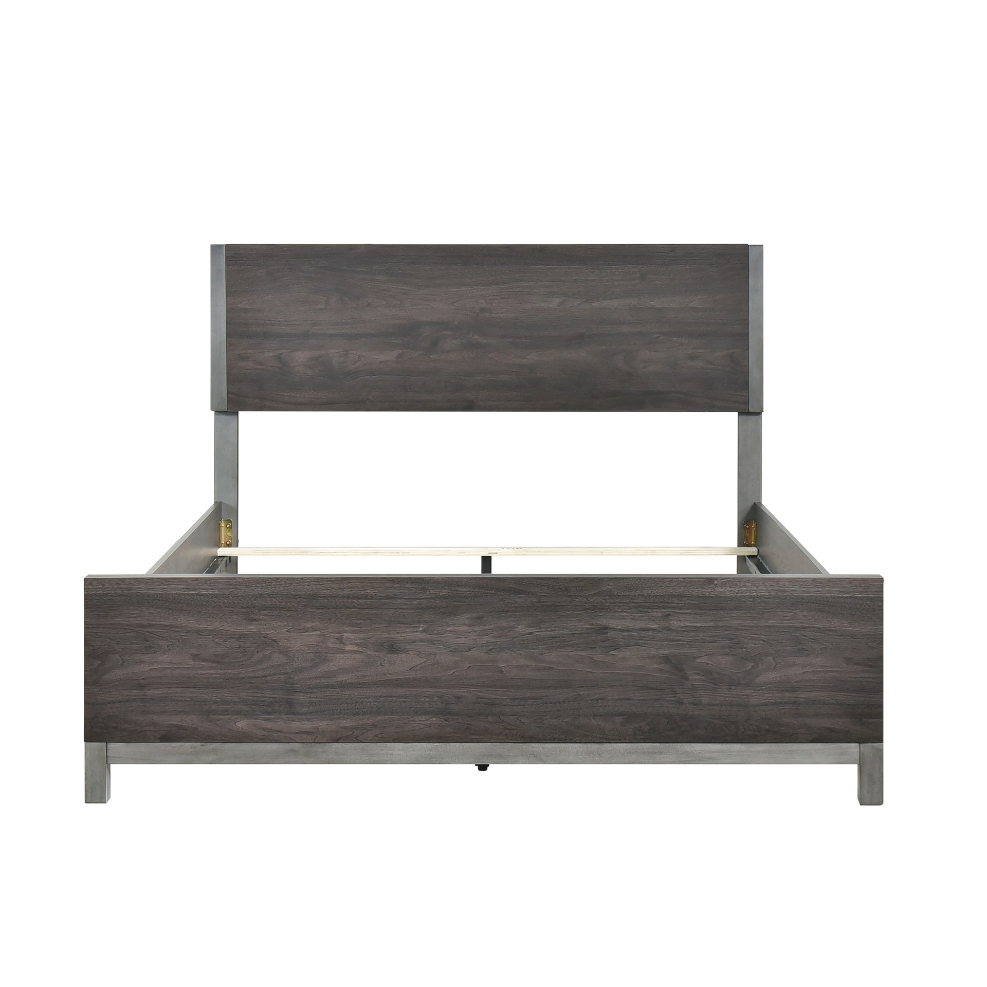 Modern Sleek Design Bedroom Furniture 1pc Beautiful Full Bed Brownish Gray and Antique Silver Finish