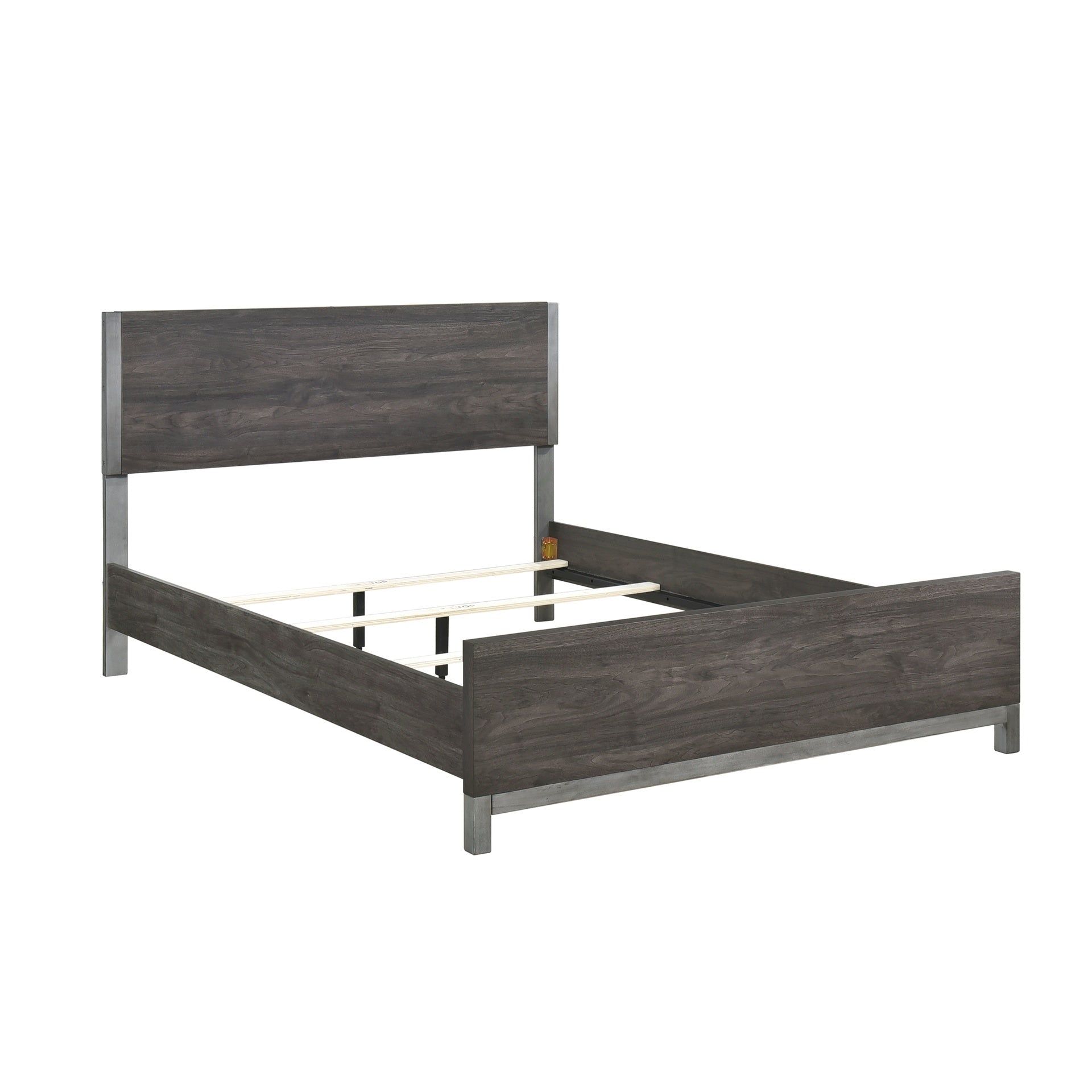 Modern Sleek Design Bedroom Furniture 1pc Beautiful Full Bed Brownish Gray and Antique Silver Finish