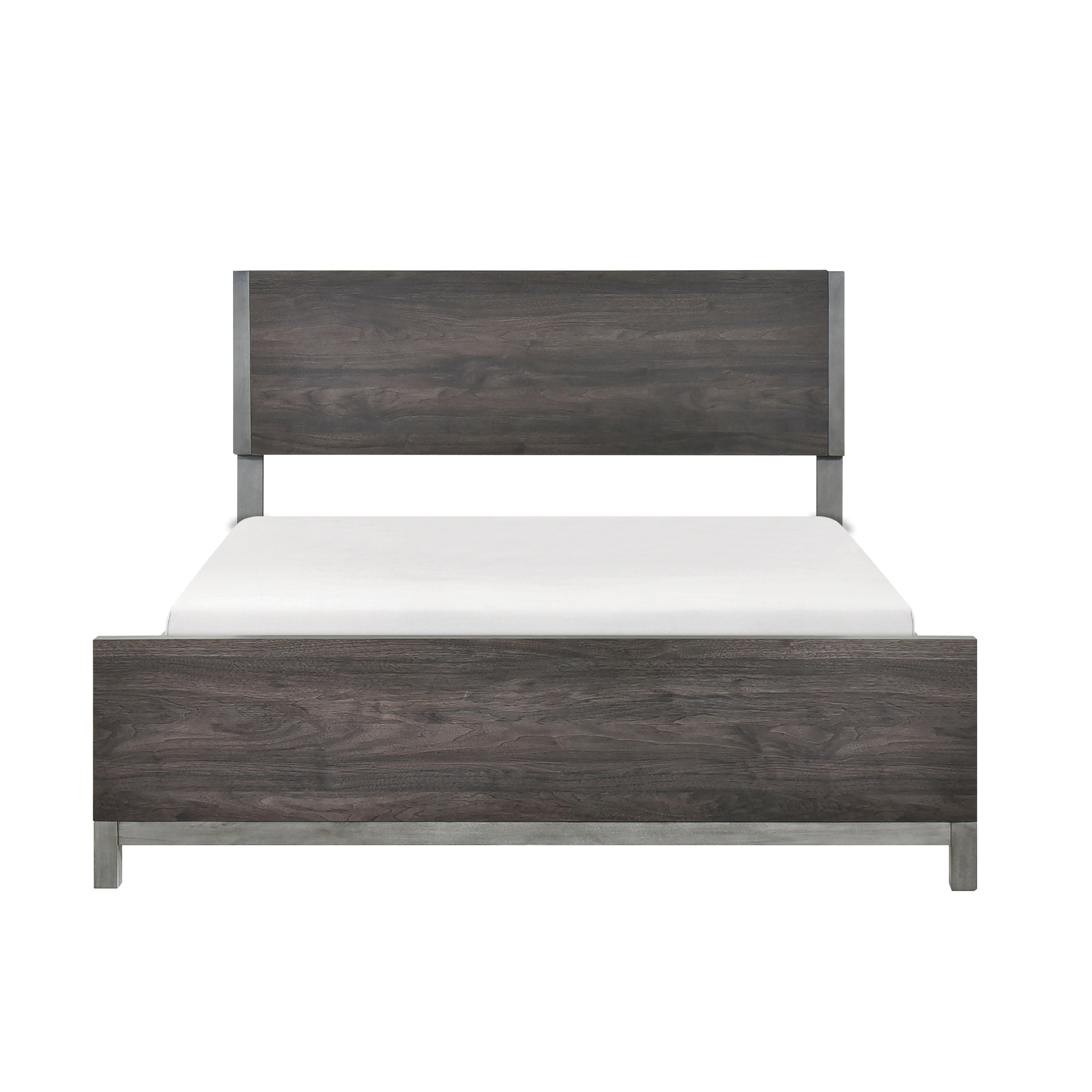Modern Sleek Design Bedroom Furniture 1pc Beautiful Full Bed Brownish Gray and Antique Silver Finish