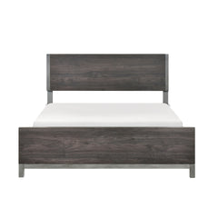Modern Sleek Design Bedroom Furniture 1pc Beautiful Full Bed Brownish Gray and Antique Silver Finish