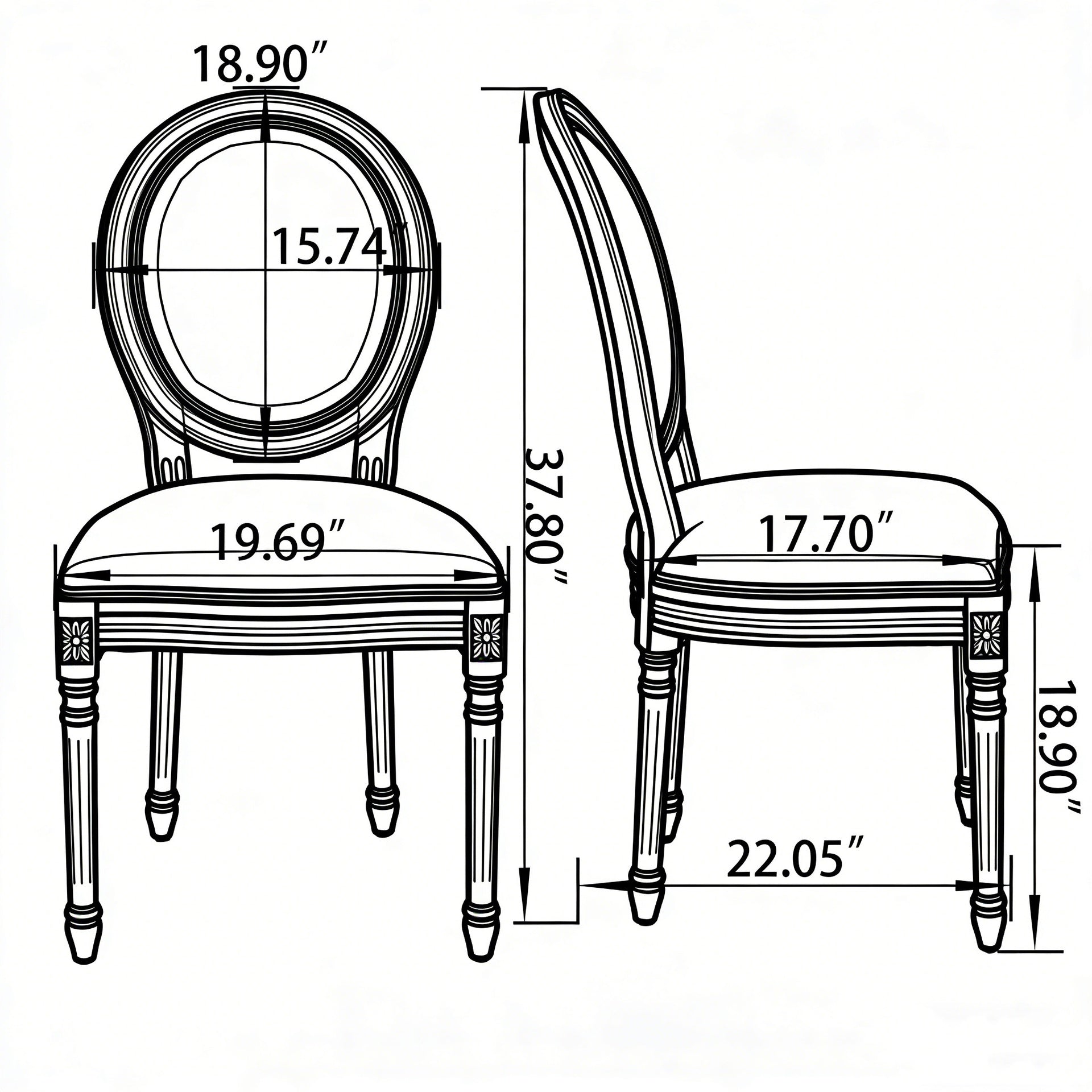 French Country Dining Chairs Set of 2, Upholstered  Chairs with  Round Back,   for Living Room, Kitchen , Restaurant Use, Green