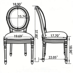 French Country Dining Chairs Set of 2, Upholstered  Chairs with  Round Back,   for Living Room, Kitchen , Restaurant Use, Green
