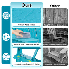 Embossed Wooden Outdoor Folding Adirondack Chair with Pre-Assembled BackRest & SeatBoard,Wood Patio Chair for Garden Backyard Porch Pool Deck Firepit with Wood Grain