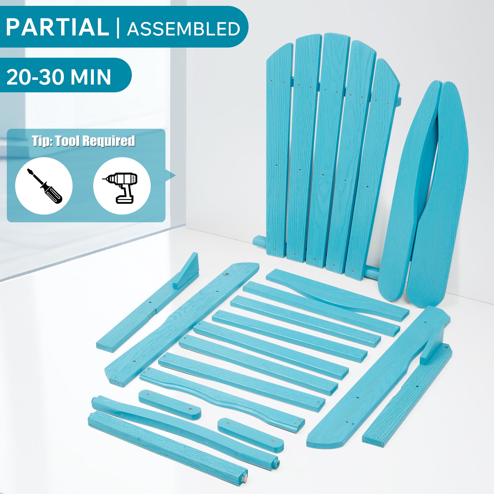 Embossed Wooden Outdoor Folding Adirondack Chair with Pre-Assembled BackRest & SeatBoard,Wood Patio Chair for Garden Backyard Porch Pool Deck Firepit with Wood Grain
