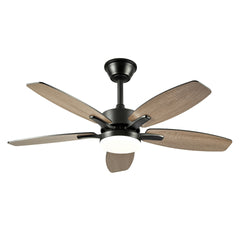 48" 5PCS  Plywood Blades Ceiling Fan with Lights Remote Control,Quiet DC Motor  Ceiling Fans 6 Speed Levels,Reversible Ceiling Fan,for Patio Living Room, Bedroom, Office,Indoor.(Matte Black)
