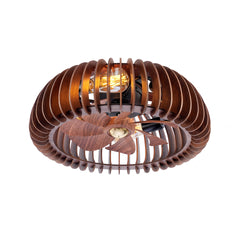 20" Semicircle Modern Flush Mount Fan Light,Ceiling Fans with Lights(NO INCLUDED BULBS) and Remote Control, 6 Speeds, Quiet DC Motor For Living room, Bedroom,Kitchen----Wood