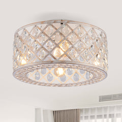 19.6''  Flush Mount Ceiling Fan with Light Kit,  Crystal Ceiling Fans with  Remote Control,Chandelier Fan 6 Speed DC Motor Reversible Ceiling Fan For  Living Room Bedroom.--NOT INCLUDED BULB
