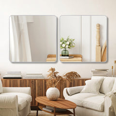 30 in x 30 in Silver Metal Framed Square Bathrrom Mirror for Wall.