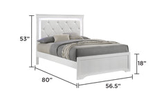 Blaze Upholstered Modern Style Full Bed Made with LED Headboard & Wood in White(NJ INVENTORY)