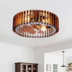 20" Modern Flush Mount Fan Light,Ceiling Fans with Lights(NO INCLUDED BULBS) and Remote Control, 6 Speeds, Quiet DC Motor For Living room, Bedroom,Kitchen----Wood