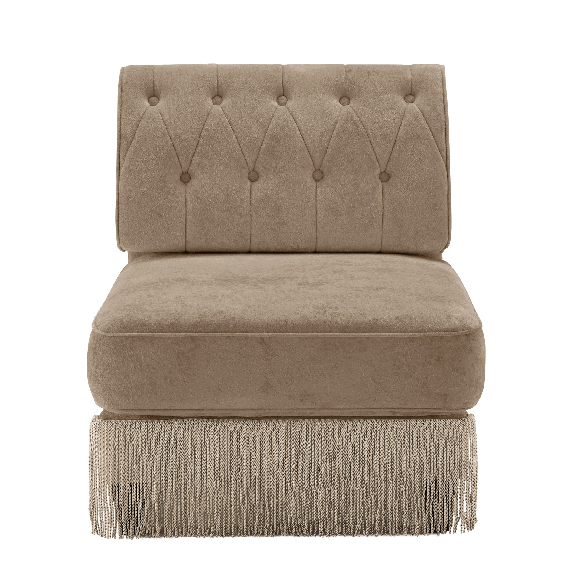 Armless Sofa Velvet-Camel
