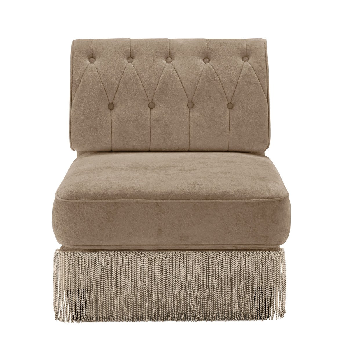 Armless Sofa Velvet-Camel